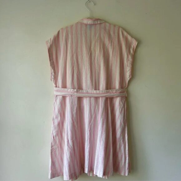 DRAPER JAMES Trisha Linen Shirtdress in Light Pink Cabana Stripe, 2X LN - Picture 8 of 11